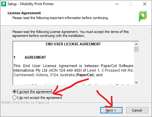 accept agreement screenshot