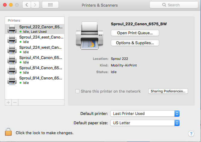 Printer system screenshot